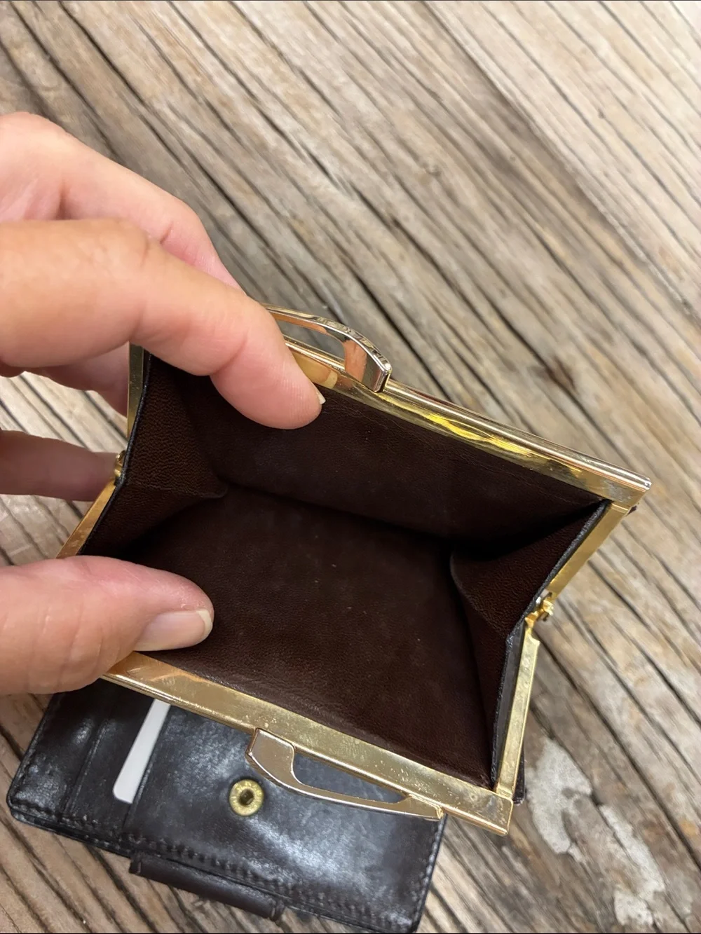 Gucci Dark Brown Leather Fold Wallet with Gold Double G